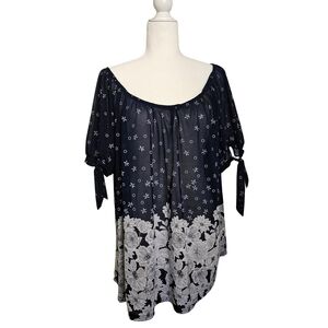 Women's Scoop neck, sheer, Short Sleeve top 3X